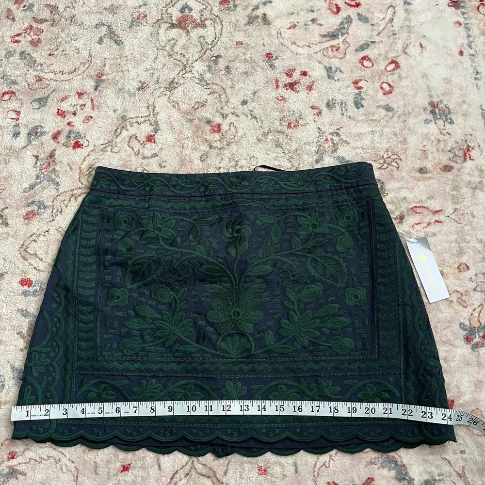 J Marie Juniors XL Laken Floral Embroidery Mini Pencil Skirt Party Green Blue - Picture 5 of 7